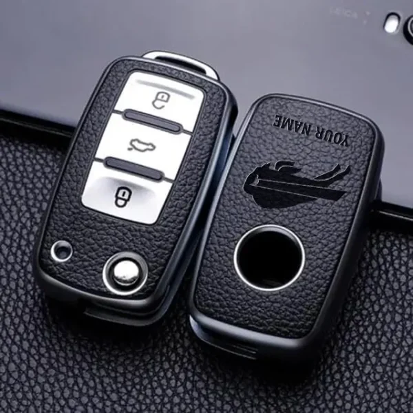 Buffalo Bills Leather Car Key Case Car Key Full Cover Protection SPTLCKC004