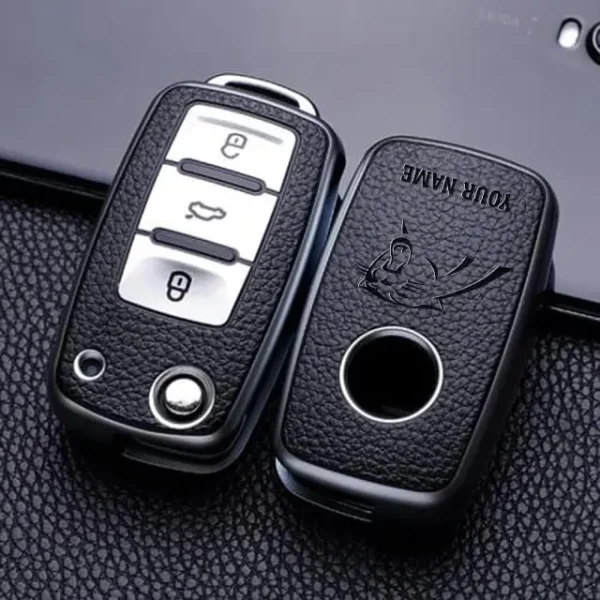 Carolina Panthers Leather Car Key Case Car Key Full Cover Protection SPTLCKC005 - Image 2