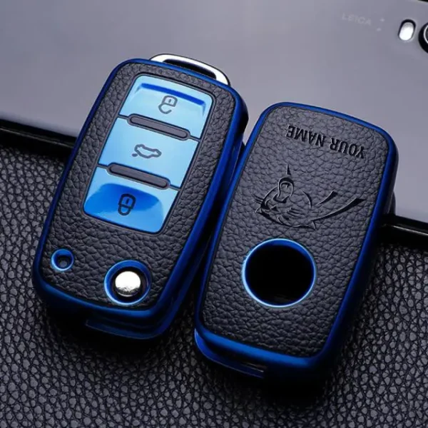 Carolina Panthers Leather Car Key Case Car Key Full Cover Protection SPTLCKC005 - Image 3