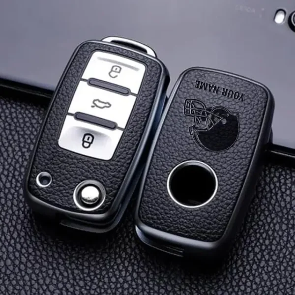 Cleveland Browns Leather Car Key Case Car Key Full Cover Protection SPTLCKC008 - Image 2
