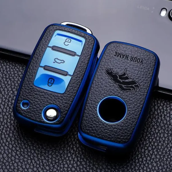 Denver Broncos Leather Car Key Case Car Key Full Cover Protection SPTLCKC010 - Image 3