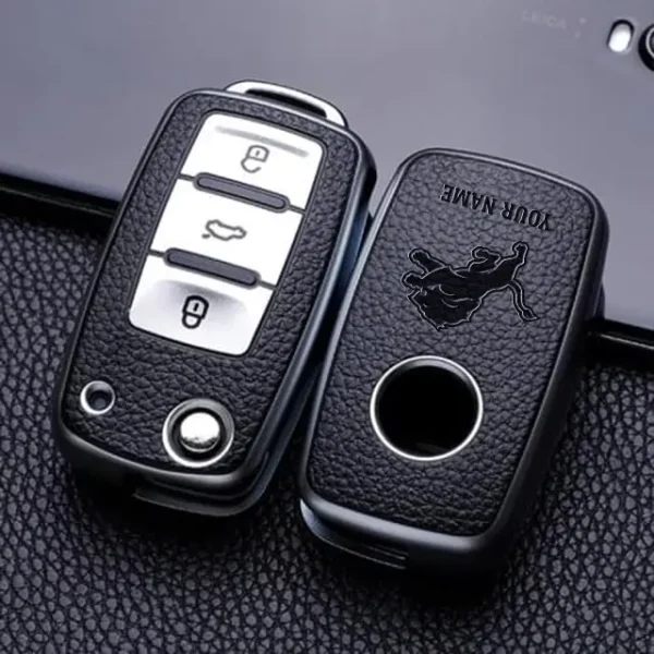 Detroit Lions Leather Car Key Case Car Key Full Cover Protection SPTLCKC011 - Image 3
