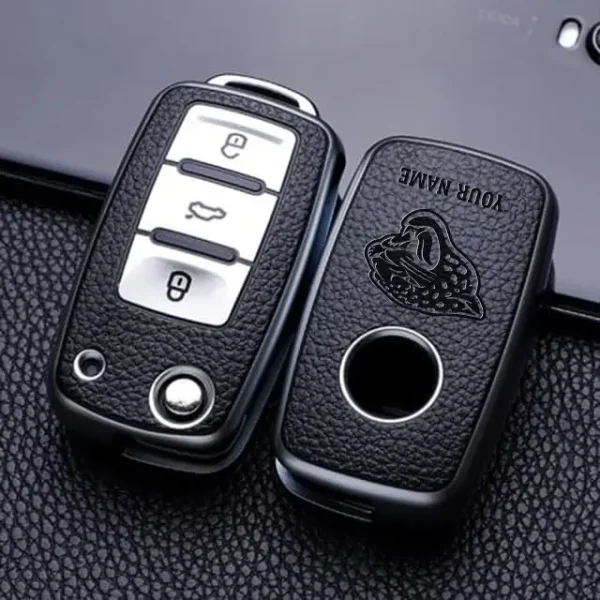Jacksonville Jaguars Leather Car Key Case Car Key Full Cover Protection SPTLCKC015 - Image 3