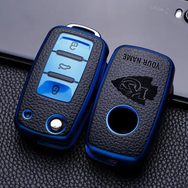 Kansas City Chiefs Leather Car Key Case Car Key Full Cover Protection SPTLCKC016 - Image 2