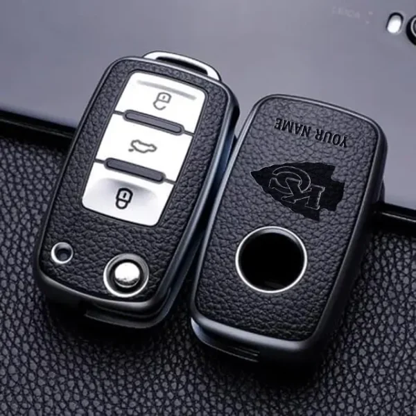 Kansas City Chiefs Leather Car Key Case Car Key Full Cover Protection SPTLCKC016 - Image 3