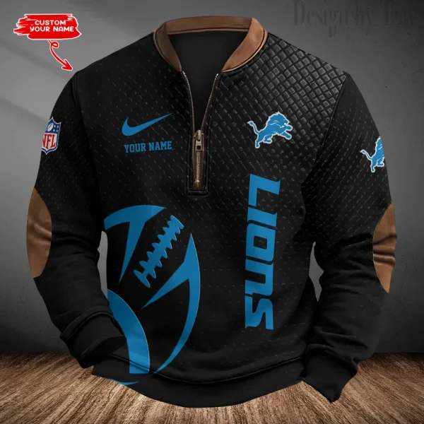 Detroit Lions Men's Vintage Zipper Stand Collar Sweatshirt S9MPZNS216