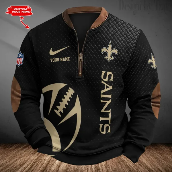 New Orleans Saints Men's Vintage Zipper Stand Collar Sweatshirt S9MPZNS228