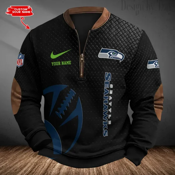 Seattle Seahawks Men's Vintage Zipper Stand Collar Sweatshirt S9MPZNS234