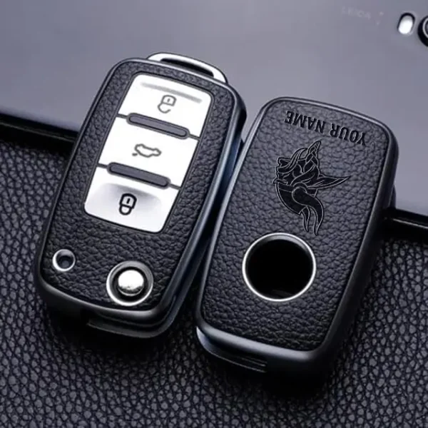 Minnesota Vikings Leather Car Key Case Car Key Full Cover Protection SPTLCKC021 - Image 2