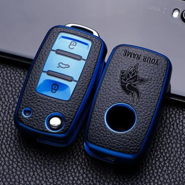 Minnesota Vikings Leather Car Key Case Car Key Full Cover Protection SPTLCKC021 - Image 3