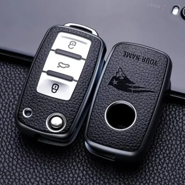 New England Patriots Leather Car Key Case Car Key Full Cover Protection SPTLCKC022