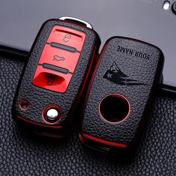 New England Patriots Leather Car Key Case Car Key Full Cover Protection SPTLCKC022 - Image 3