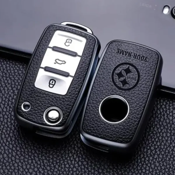 Pittsburgh Steelers Leather Car Key Case Car Key Full Cover Protection SPTLCKC027 - Image 2