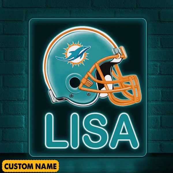 Miami Dolphins NFL Team Acrylic Wall Led Sign Color Change Custom Any Name Gift For Fan SPTCAWLS048