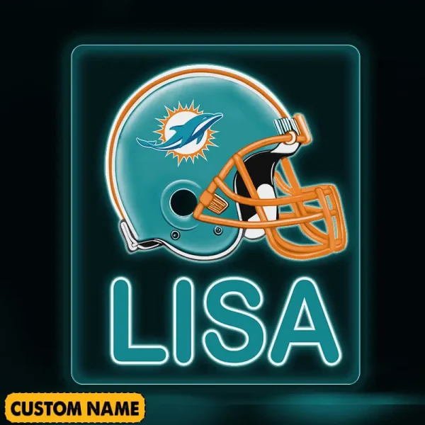 Miami Dolphins NFL Team Acrylic Wall Led Sign Color Change Custom Any Name Gift For Fan SPTCAWLS048 - Image 2