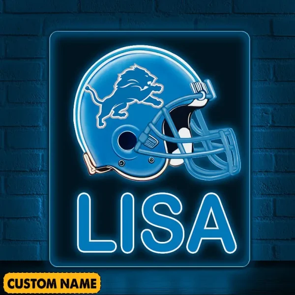 Detroit Lions NFL Team Acrylic Wall Led Sign Color Change Custom Any Name Gift For Fan SPTCAWLS051