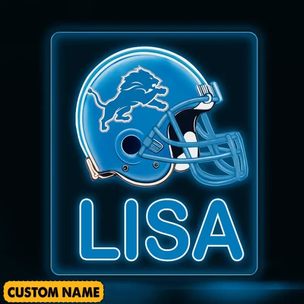 Detroit Lions NFL Team Acrylic Wall Led Sign Color Change Custom Any Name Gift For Fan SPTCAWLS051 - Image 2