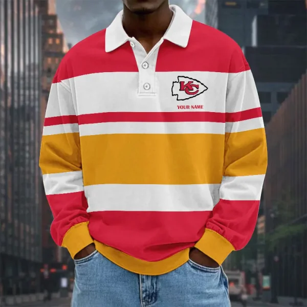 Kansas City Chiefs NFL Special Style Men Long Sleeves Polo Shirt Custom Name Gift For Fan SPTLSPS457