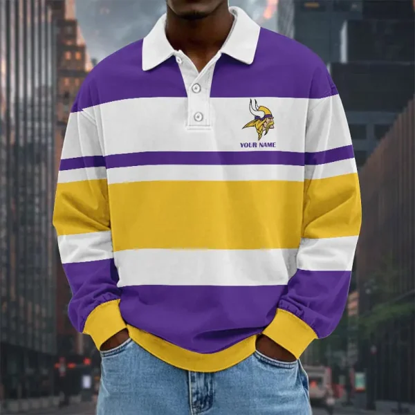 Minnesota Vikings NFL Special Style Men Long Sleeves Polo Shirt Custom Name Gift For Fan SPTLSPS460