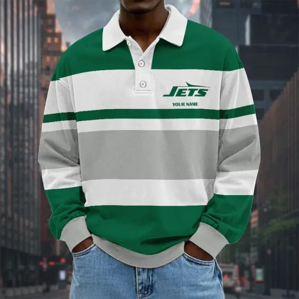 New York Jets NFL Special Style Men Long Sleeves Polo Shirt Custom Name Gift For Fan SPTLSPS467
