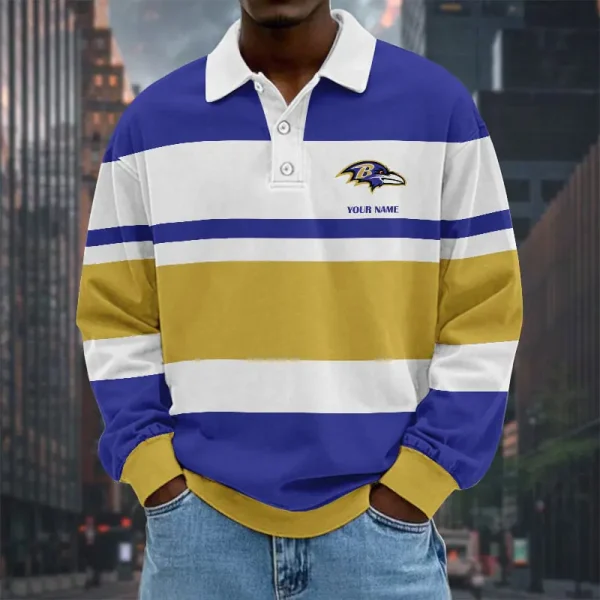 Baltimore Ravens NFL Special Style Men Long Sleeves Polo Shirt Custom Name Gift For Fan SPTLSPS476
