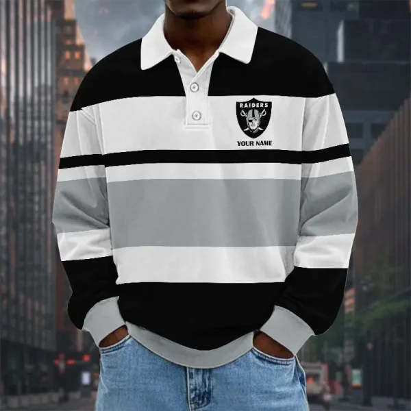 Las Vegas Raiders NFL Special Style Men Long Sleeves Polo Shirt Custom Name Gift For Fan SPTLSPS479