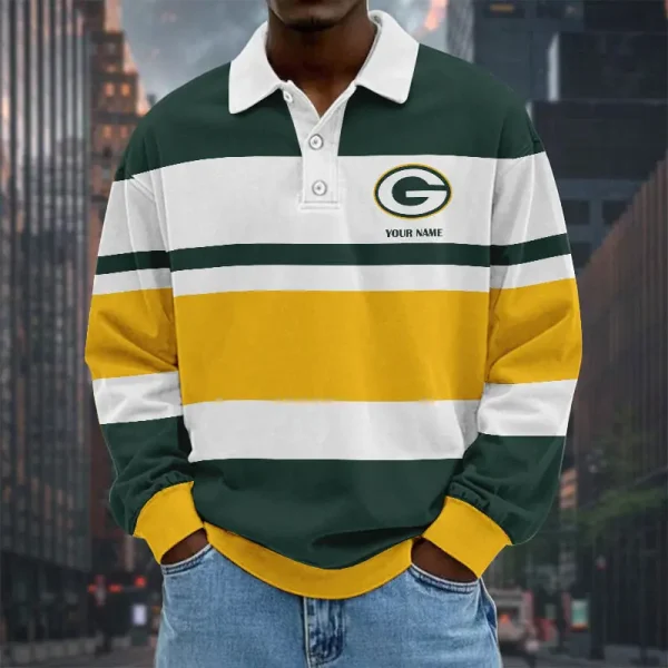 Green Bay Packers NFL Special Style Men Long Sleeves Polo Shirt Custom Name Gift For Fan SPTLSPS483