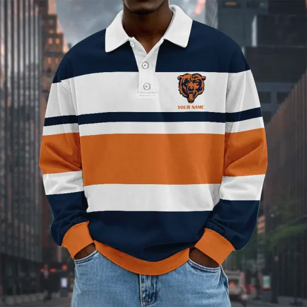 Chicago Bears NFL Special Style Men Long Sleeves Polo Shirt Custom Name Gift For Fan SPTLSPS486