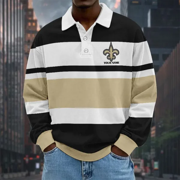 New Orleans Saints NFL Special Style Men Long Sleeves Polo Shirt Custom Name Gift For Fan SPTLSPS487