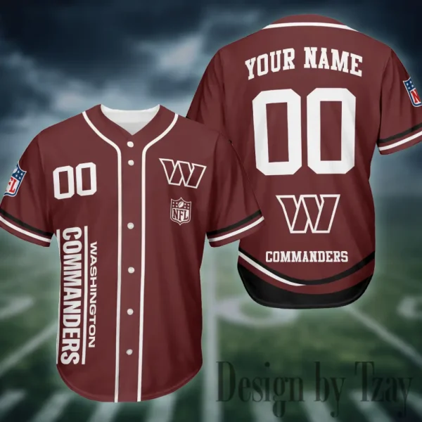 Tennessee Titans Casual Button Baseball Shirt Trending 2025 AZCBJS733 Washington Commanders Casual Button Baseball Shirt Trending 2025 AZCBJS734