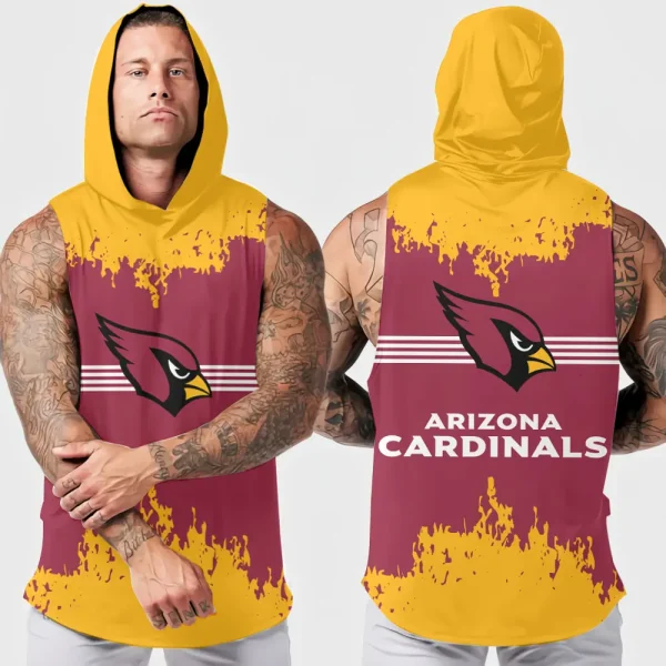 Arizona Cardinals Men's Workout Hooded Tank Top Summer Fitness Training Hoodie Sleeveless style 2025 AZHTT492