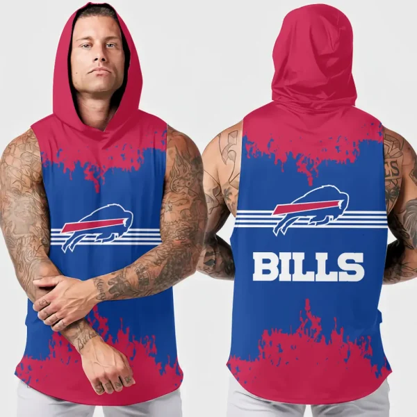 Buffalo Bills Men's Workout Hooded Tank Top Summer Fitness Training Hoodie Sleeveless style 2025 AZHTT495