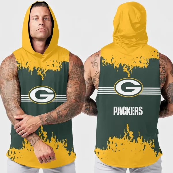 Green Bay Packers Men's Workout Hooded Tank Top Summer Fitness Training Hoodie Sleeveless style 2025 AZHTT503
