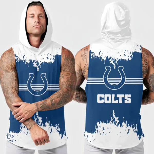 Indianapolis Colts Men's Workout Hooded Tank Top Summer Fitness Training Hoodie Sleeveless style 2025 AZHTT505