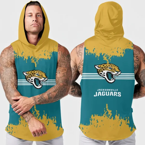 Jacksonville Jaguars Men's Workout Hooded Tank Top Summer Fitness Training Hoodie Sleeveless style 2025 AZHTT506
