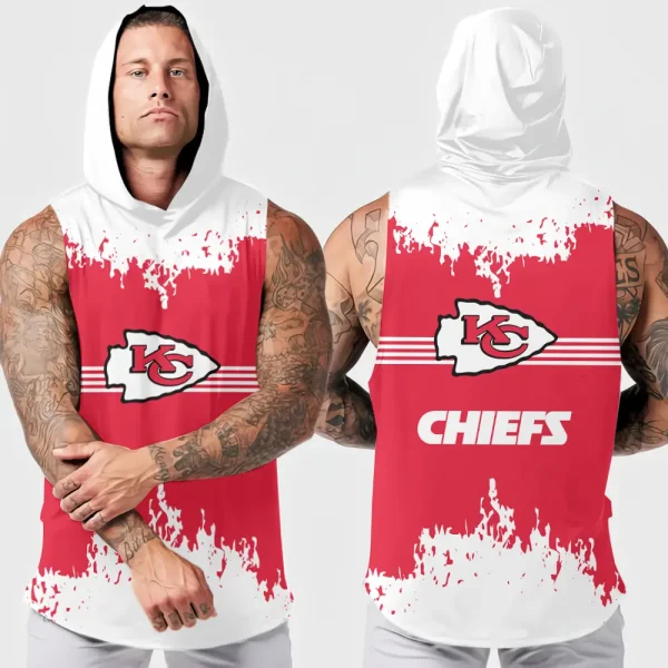 Kansas City Chiefs Men's Workout Hooded Tank Top Summer Fitness Training Hoodie Sleeveless style 2025 AZHTT507