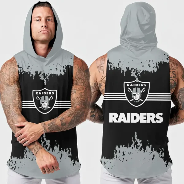 Las Vegas Raiders Men's Workout Hooded Tank Top Summer Fitness Training Hoodie Sleeveless style 2025 AZHTT508
