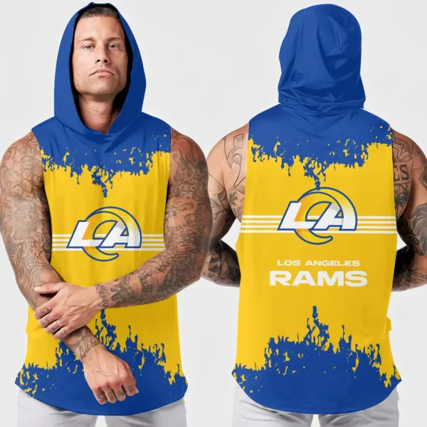 Los Angeles Rams Men's Workout Hooded Tank Top Summer Fitness Training Hoodie Sleeveless style 2025 AZHTT510