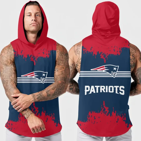 New England Patriots Men's Workout Hooded Tank Top Summer Fitness Training Hoodie Sleeveless style 2025 AZHTT513