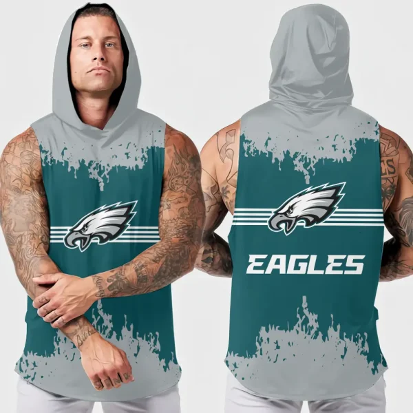 Philadelphia Eagles Men's Workout Hooded Tank Top Summer Fitness Training Hoodie Sleeveless style 2025 AZHTT517