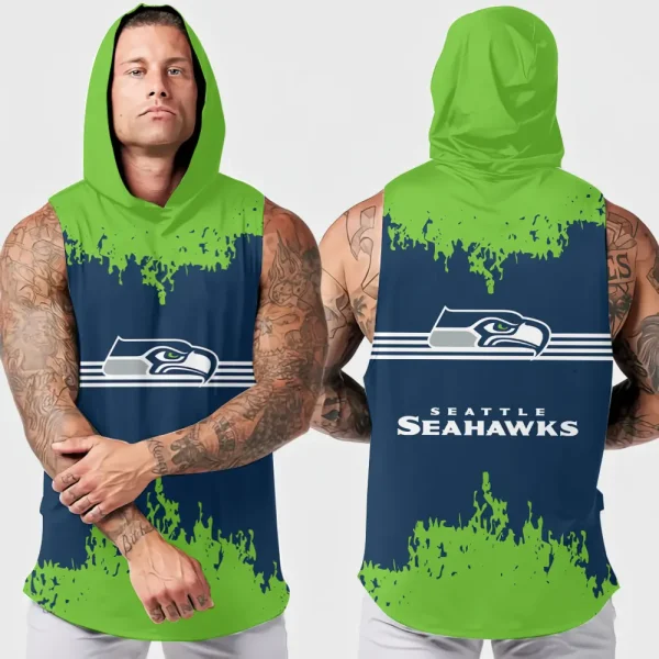 Seattle Seahawks Men's Workout Hooded Tank Top Summer Fitness Training Hoodie Sleeveless style 2025 AZHTT520
