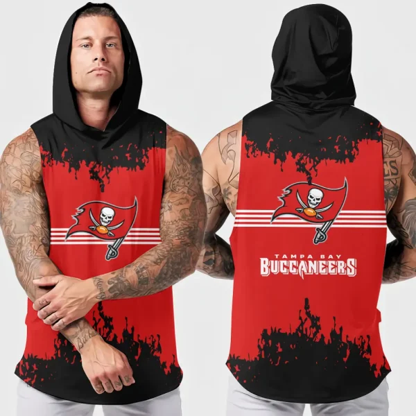 Tampa Bay Buccaneers Men's Workout Hooded Tank Top Summer Fitness Training Hoodie Sleeveless style 2025 AZHTT521