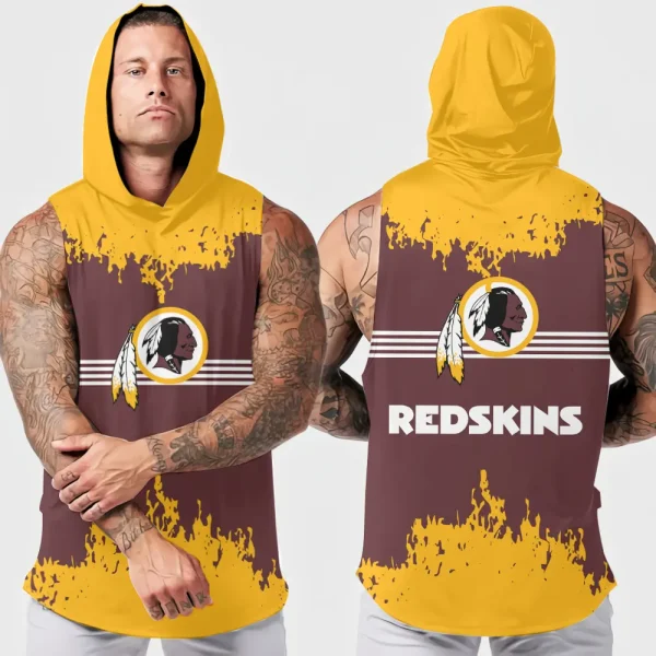 Washington Redskins Men's Workout Hooded Tank Top Summer Fitness Training Hoodie Sleeveless style 2025 AZHTT524