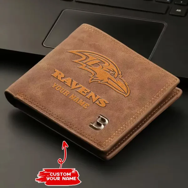 Baltimore Ravens Fashion Light Face Soft Leather Mens Horizontal Multifunctional Wallet SPTMLFSW035