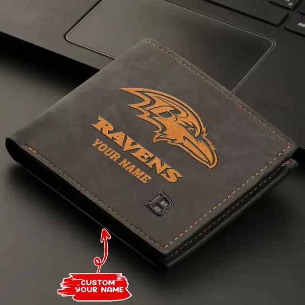 Baltimore Ravens Fashion Light Face Soft Leather Mens Horizontal Multifunctional Wallet SPTMLFSW035 - Image 2