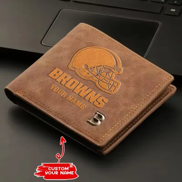 Cleveland Browns Fashion Light Face Soft Leather Mens Horizontal Multifunctional Wallet SPTMLFSW040