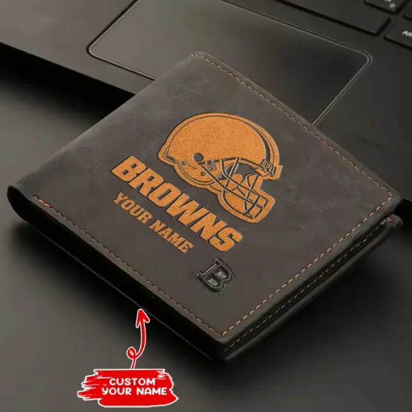 Cleveland Browns Fashion Light Face Soft Leather Mens Horizontal Multifunctional Wallet SPTMLFSW040 - Image 2