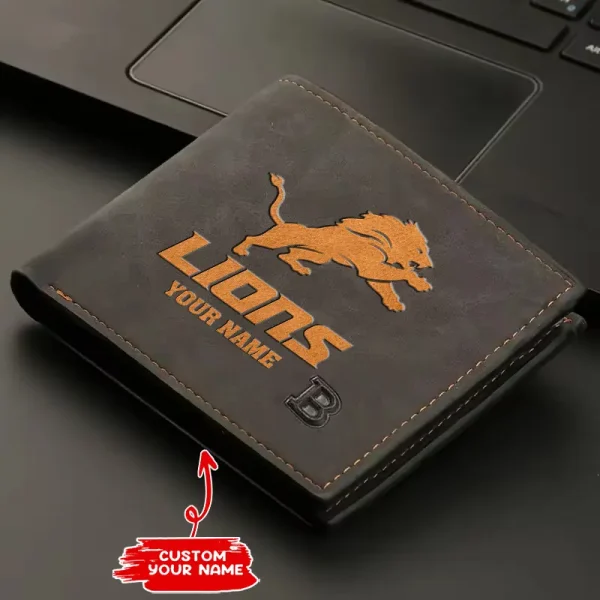 Detroit Lions Fashion Light Face Soft Leather Mens Horizontal Multifunctional Wallet SPTMLFSW043 - Image 2