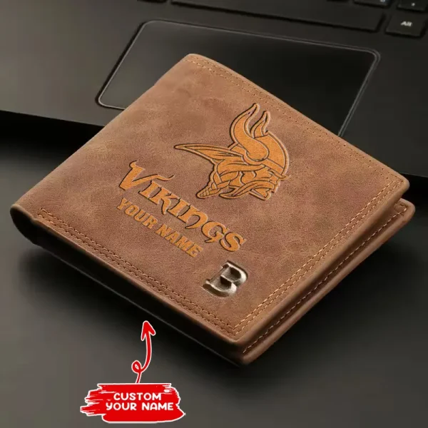 Minnesota Vikings Fashion Light Face Soft Leather Mens Horizontal Multifunctional Wallet SPTMLFSW053