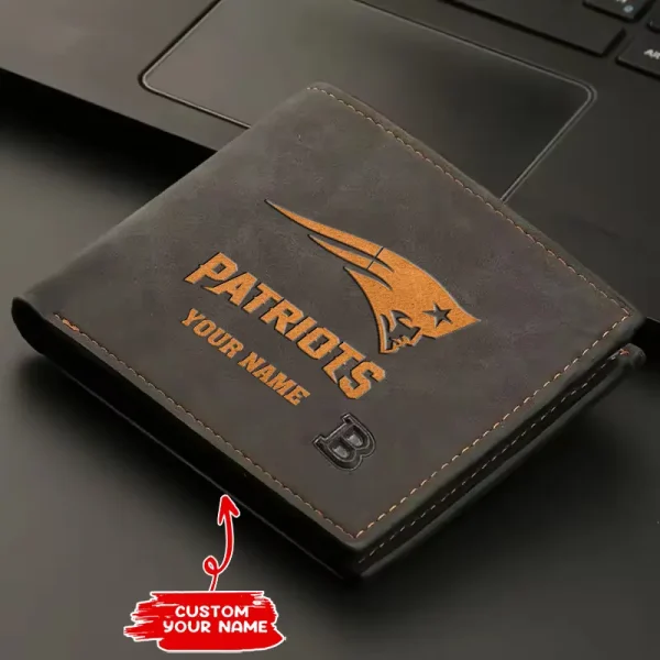 New England Patriots Fashion Light Face Soft Leather Mens Horizontal Multifunctional Wallet SPTMLFSW054